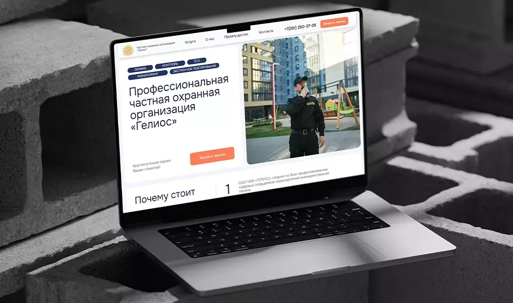 Gelios website by Thrive Solutions - security agency, Security