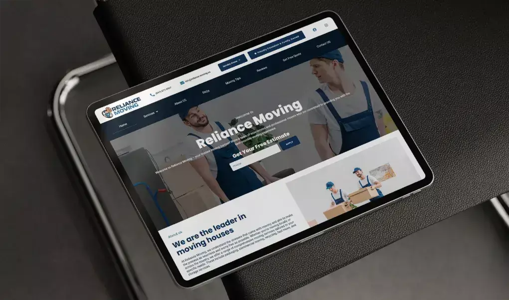 Reliance Moving website by Thrive Solutions - family moving company, Toronto