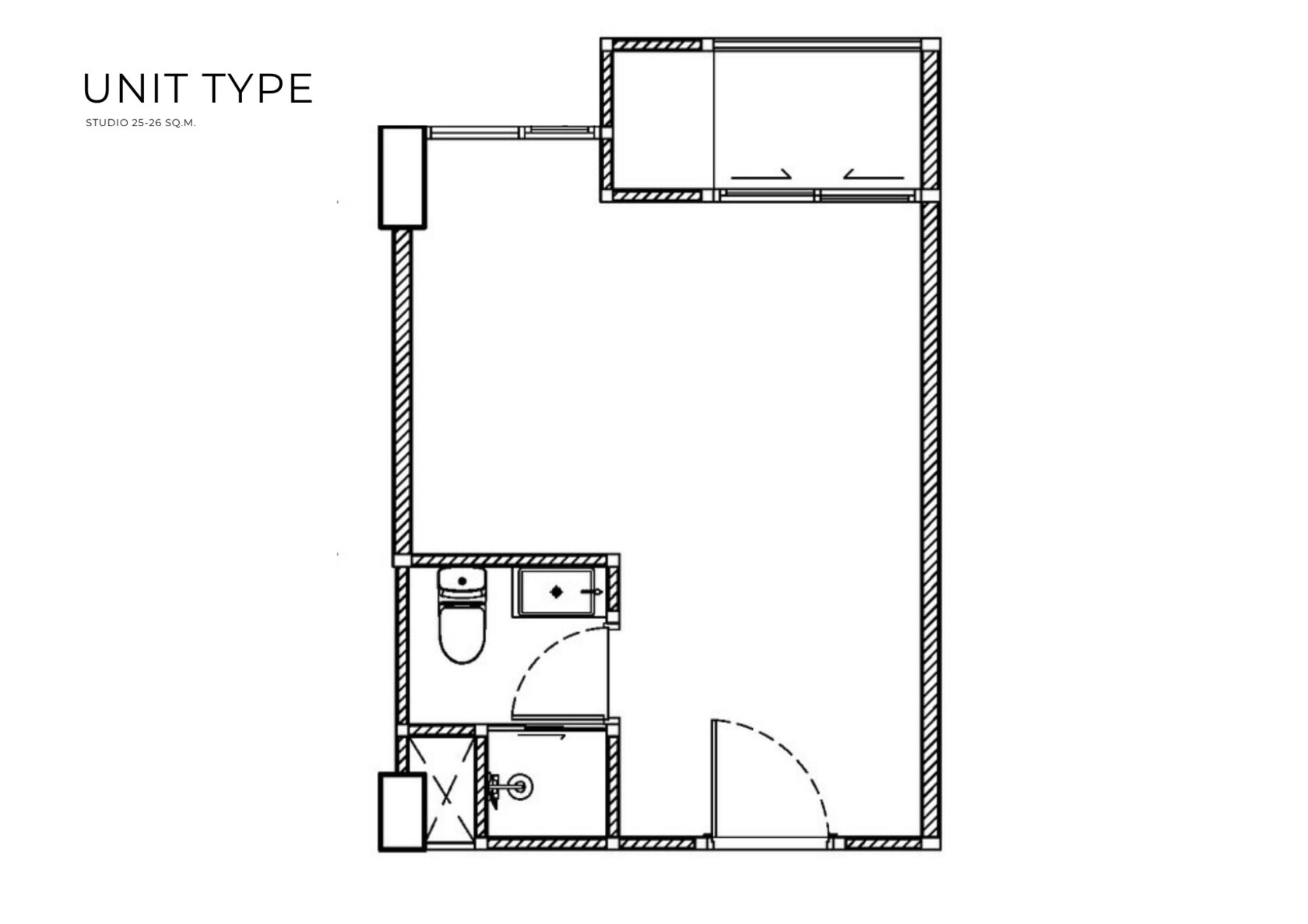 Embassy World Pattaya Studio floor plan, 25–26 sqm