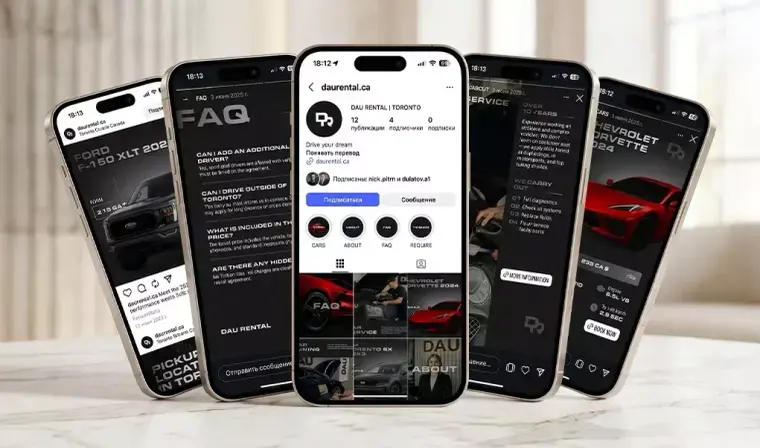 DAU Rental, car rental Instagram project by Thrive Solutions