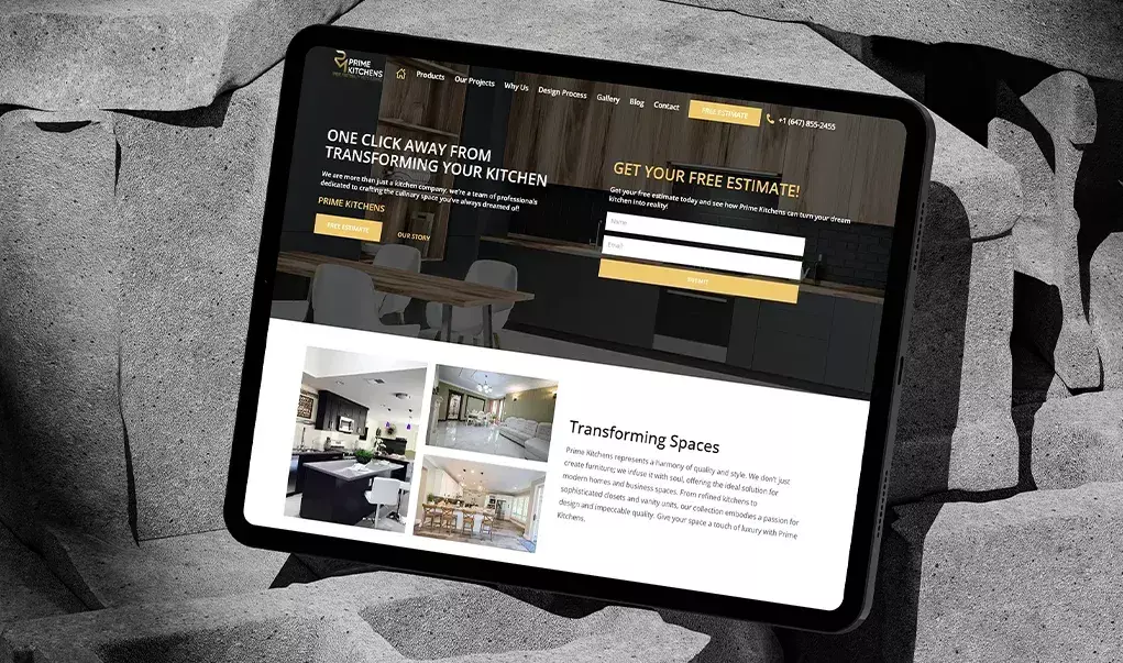 Prime Kitchens custom kitchen workshop website, Vaughan
