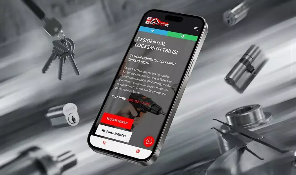 OpenDoor Georgia website by Thrive Solutions - 24/7 locksmith service, Tbilisi