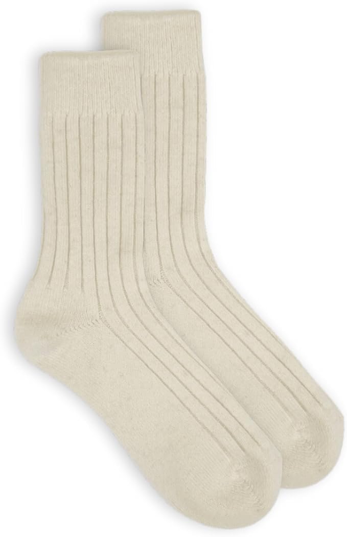 Women's cozy winter patterned wool socks in sand and charcoal