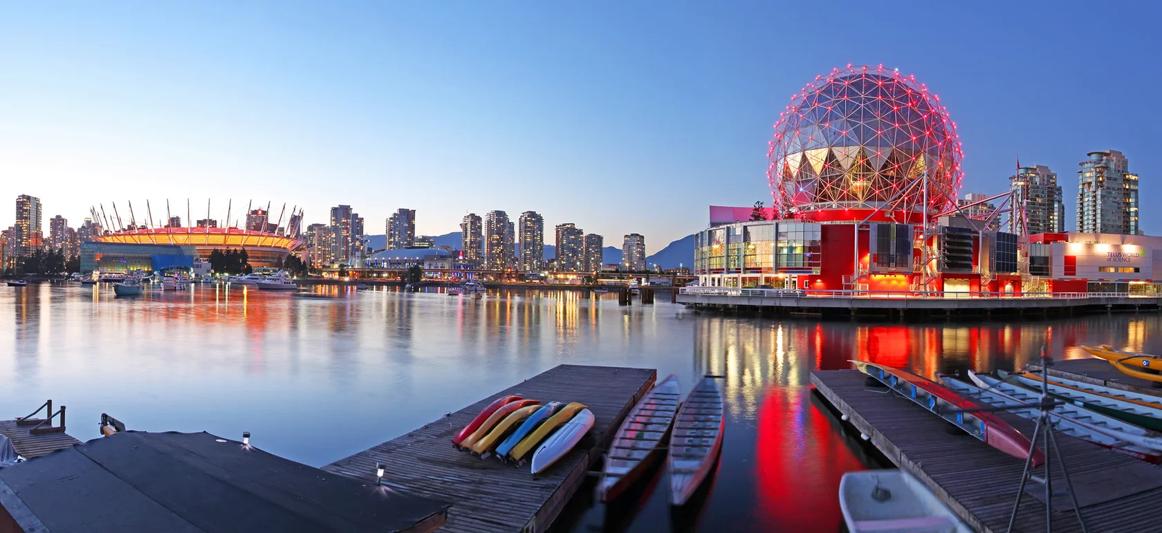 Vancouver waterfront and skyline in British Columbia.
