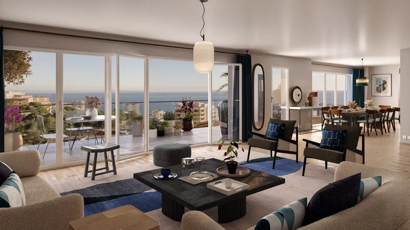 Contemporary interior of a new-build apartment in Beausoleil