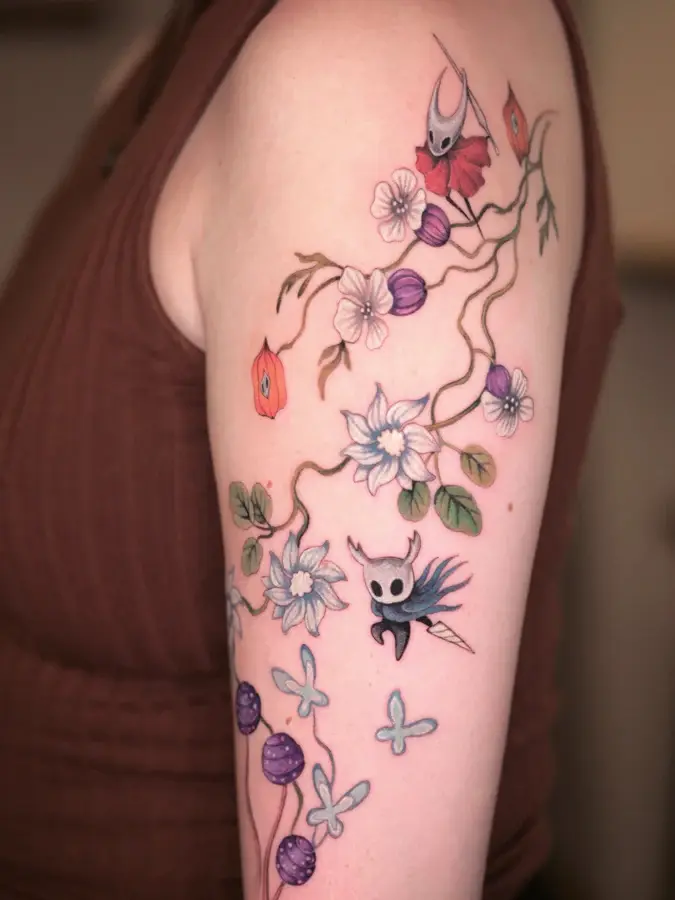 Flowering branch with fantasy characters