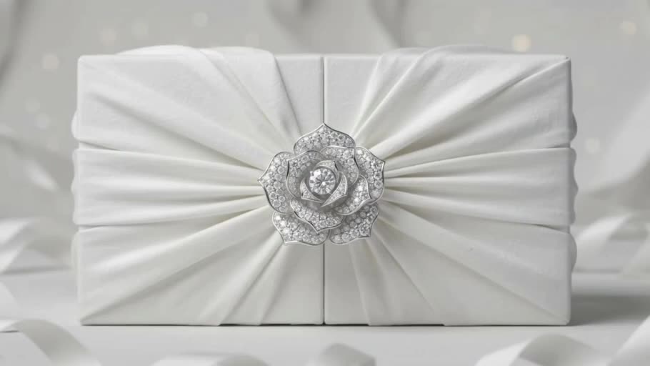 Sceau de Cristal : drapés blancs et sceau argenté