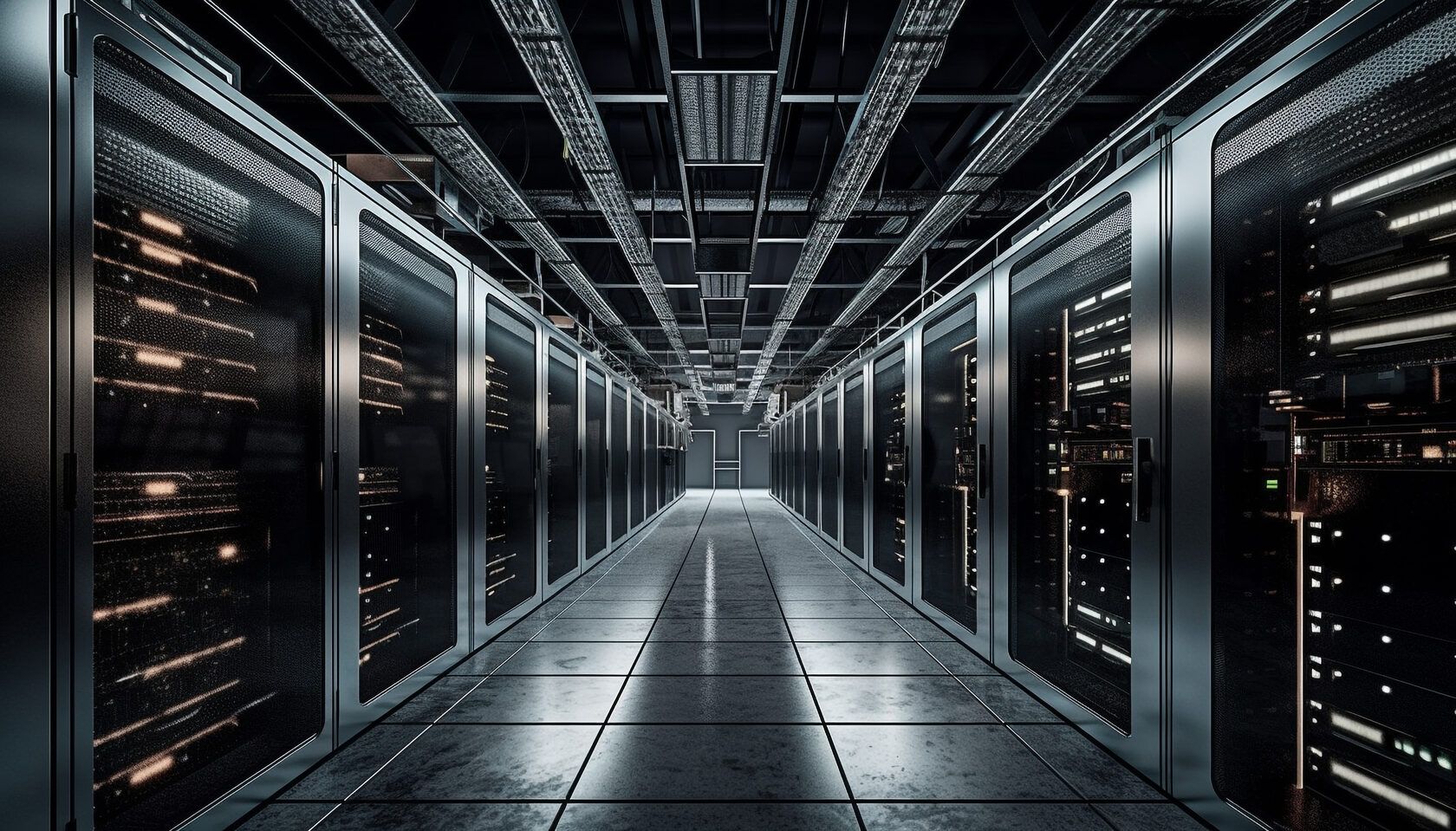 Server racks and overhead infrastructure in a data centre