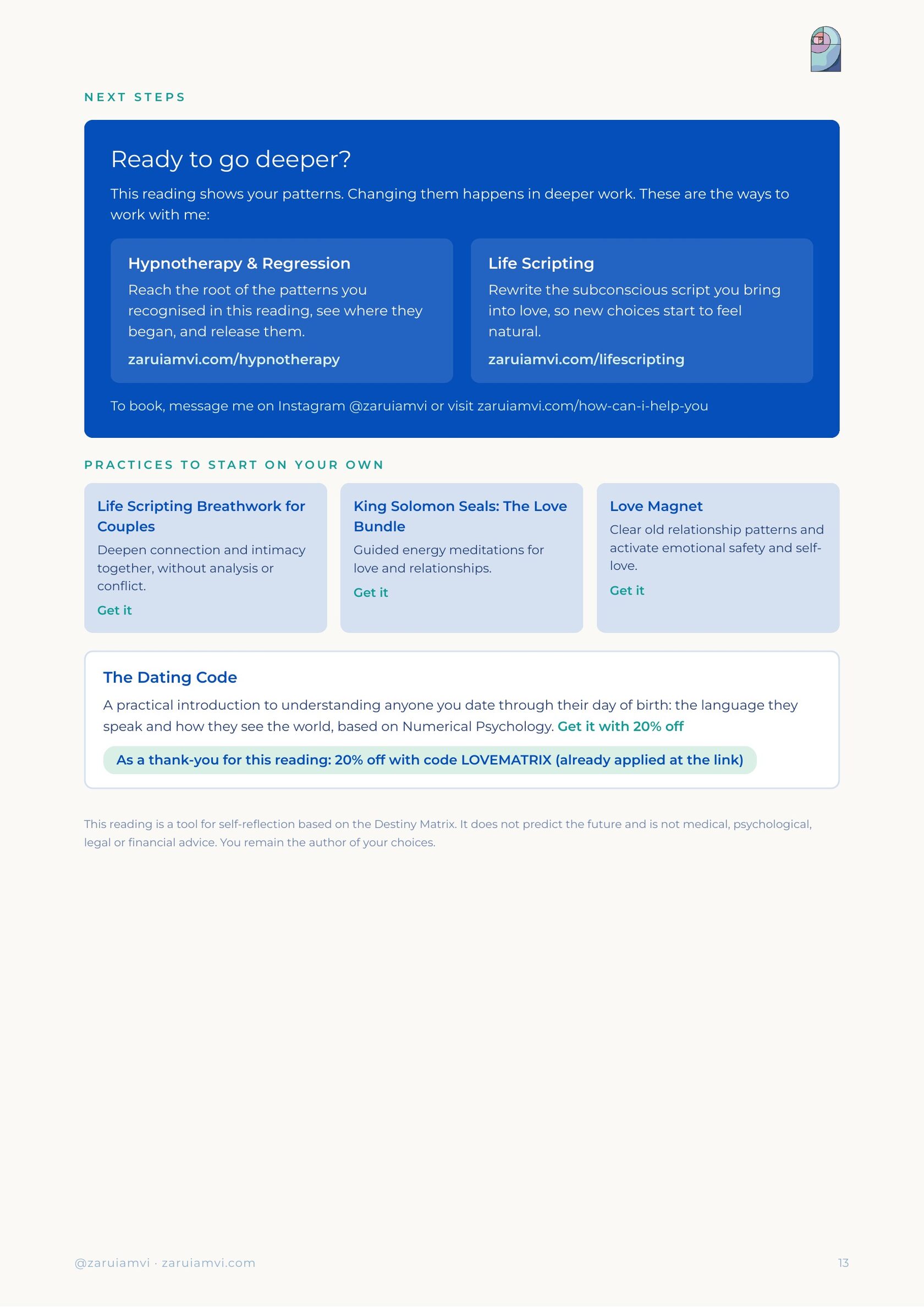Sample next steps page