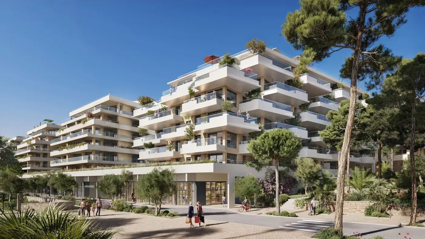 Outdoor areas of a new-build residence in Carnolès