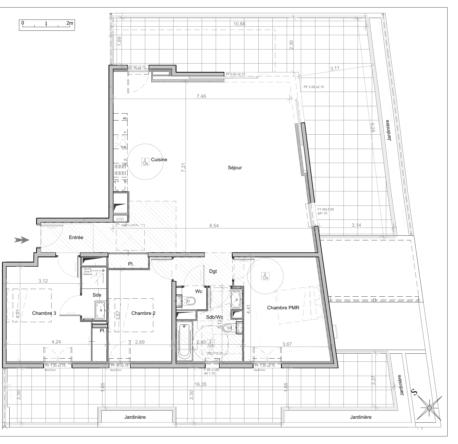 Floor plan of the 117.50 sq m new-build apartment in Juan-les-Pins