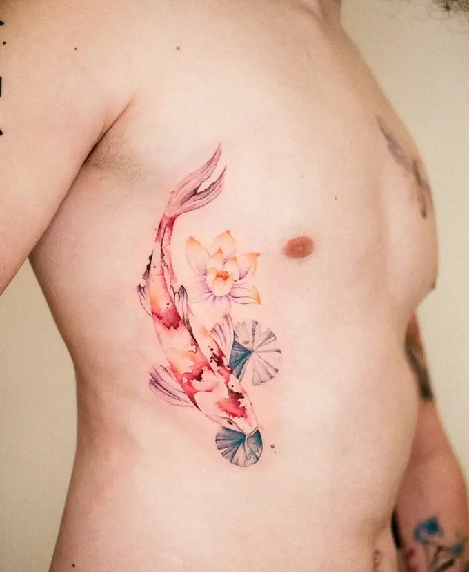 Watercolour fish with flowers