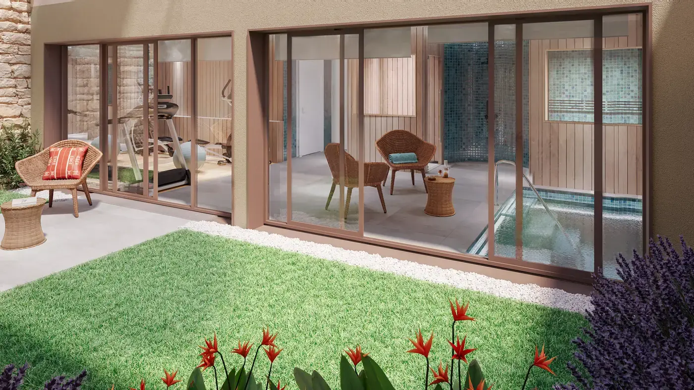 Landscaped setting of a residence in Beausoleil