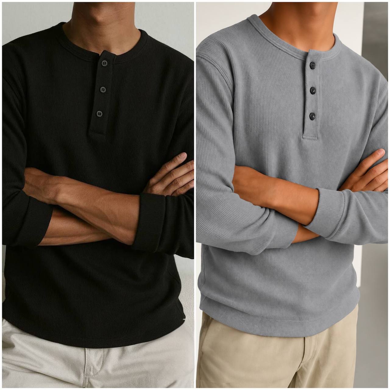 Чоловіча кофта Henley на хутрі, код 757