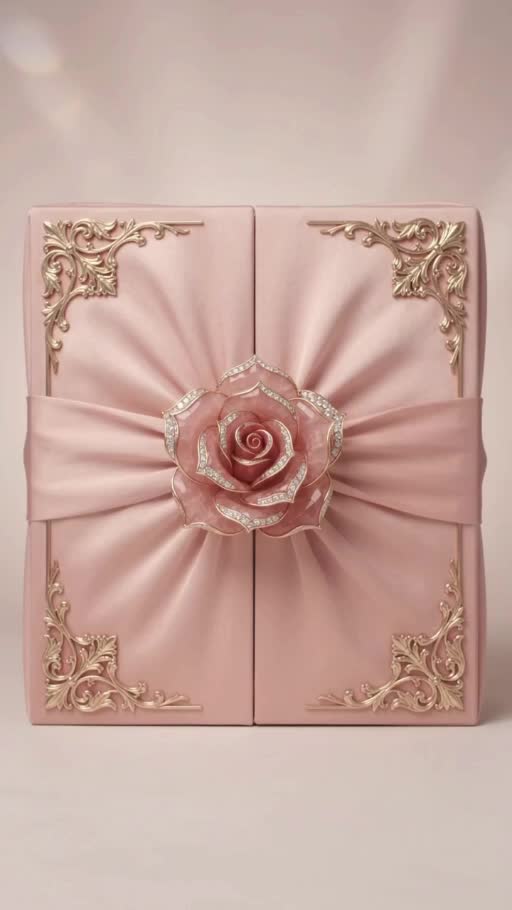 Écrin en satin rose et fermoir floral