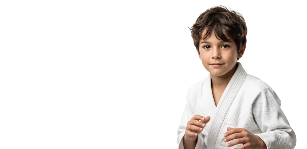 Young athlete practising a martial arts stance