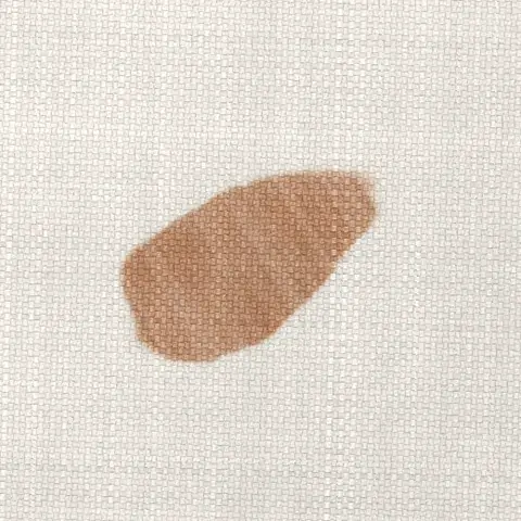 Symbolbild: frischer Make-up-Fleck auf hellem Sofastoff in Nahaufnahme Symbolbild: frischer Make-up-Fleck auf hellem Sofastoff in Nahaufnahme. Shikardos Reinigung aus Frankfurt rät, Reste zuerst abzuheben.