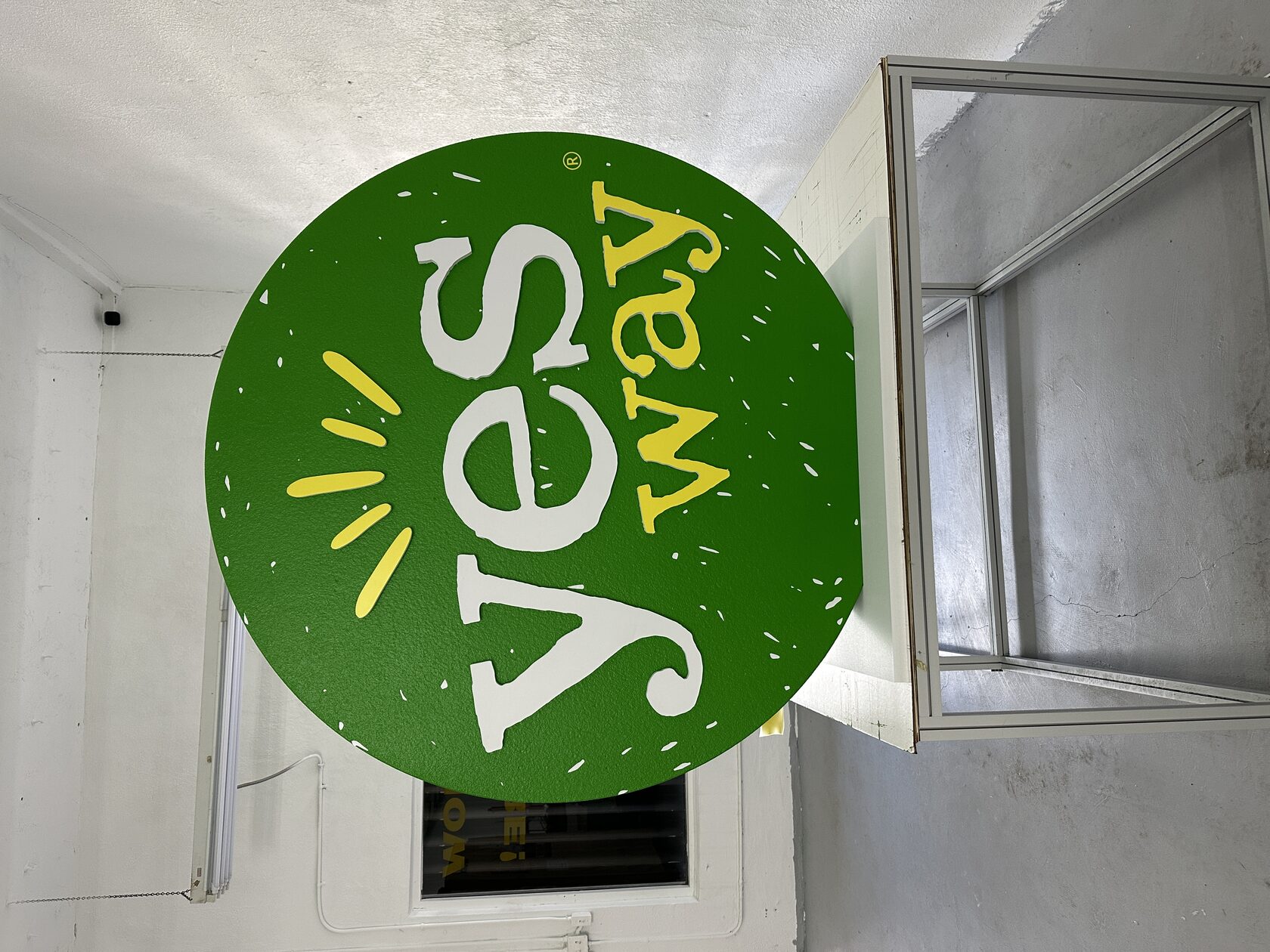 Completed 4-foot Yesway freestanding foam logo display with raised PVC lettering and white base
