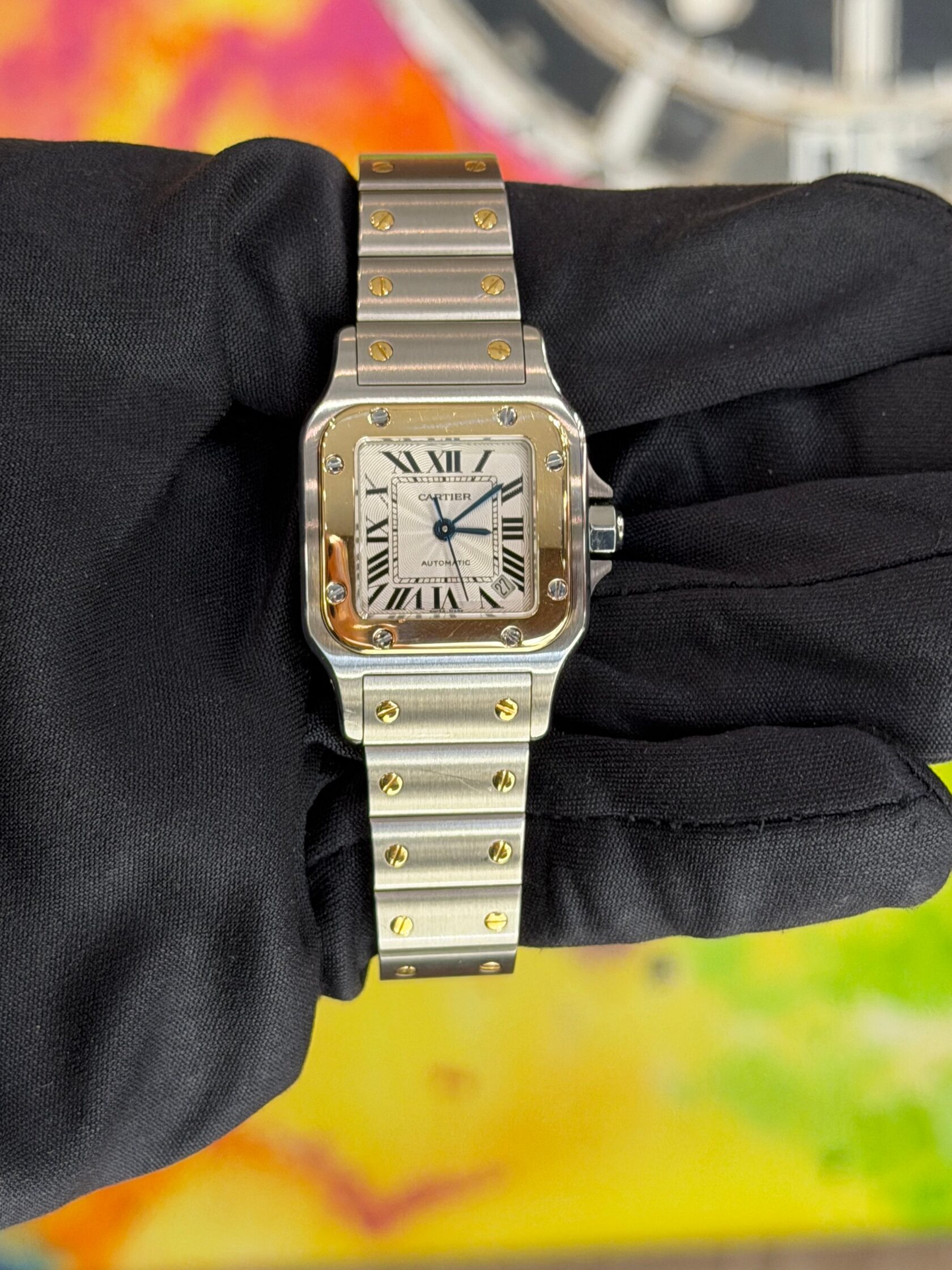 Cartier Santos Galbée Stahl/Gold Automatik – Lünette mit Schrauben, ChronoMarket Berlin
