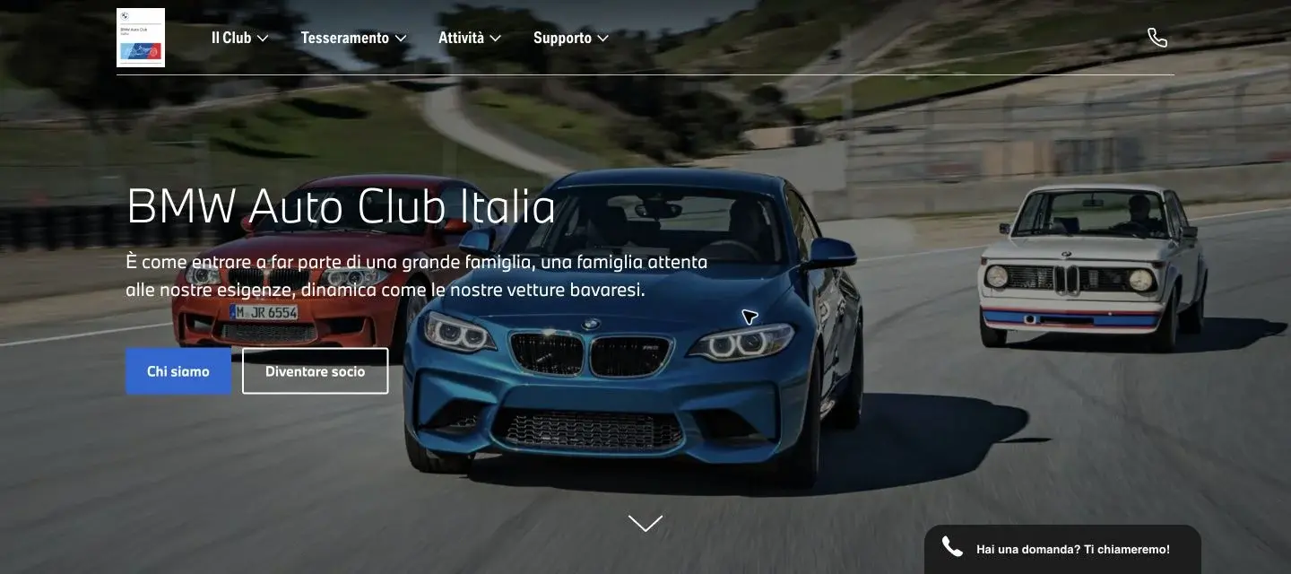 Website screenshot BMW Auto Club Italia