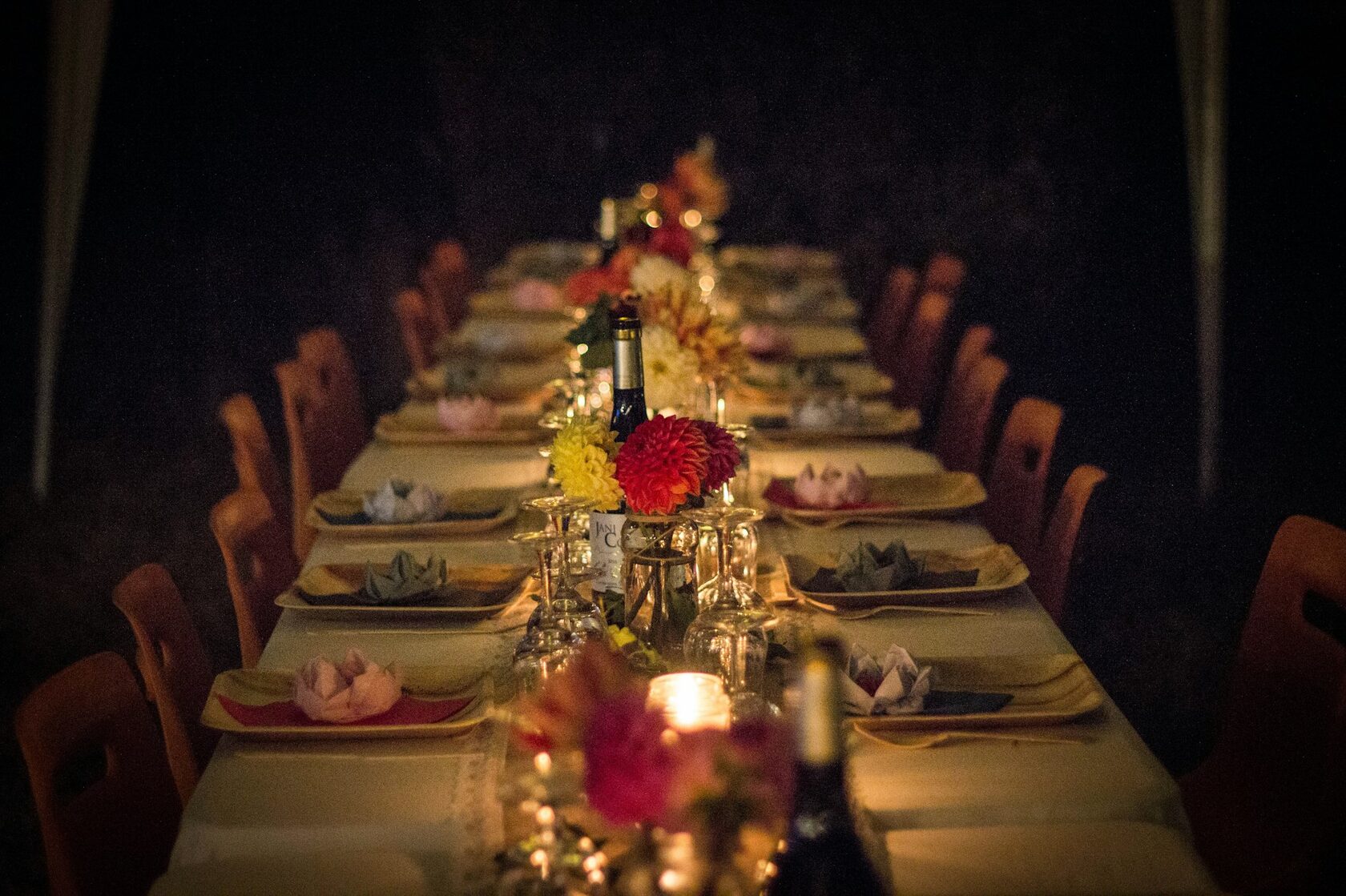 A festive long-table dinner in a beautiful private venue