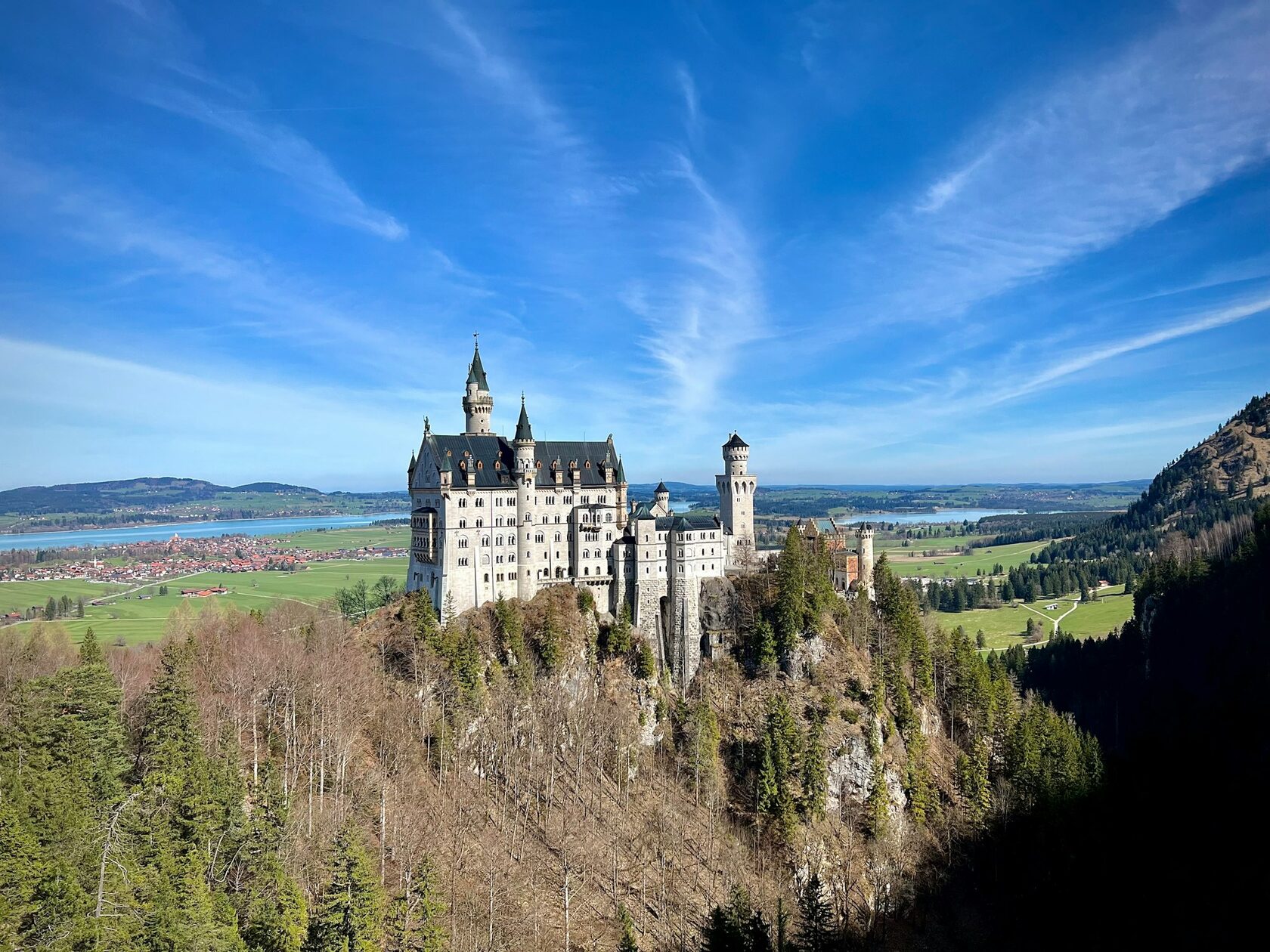 Castle above the Rhine with the Bavarian hills beyond