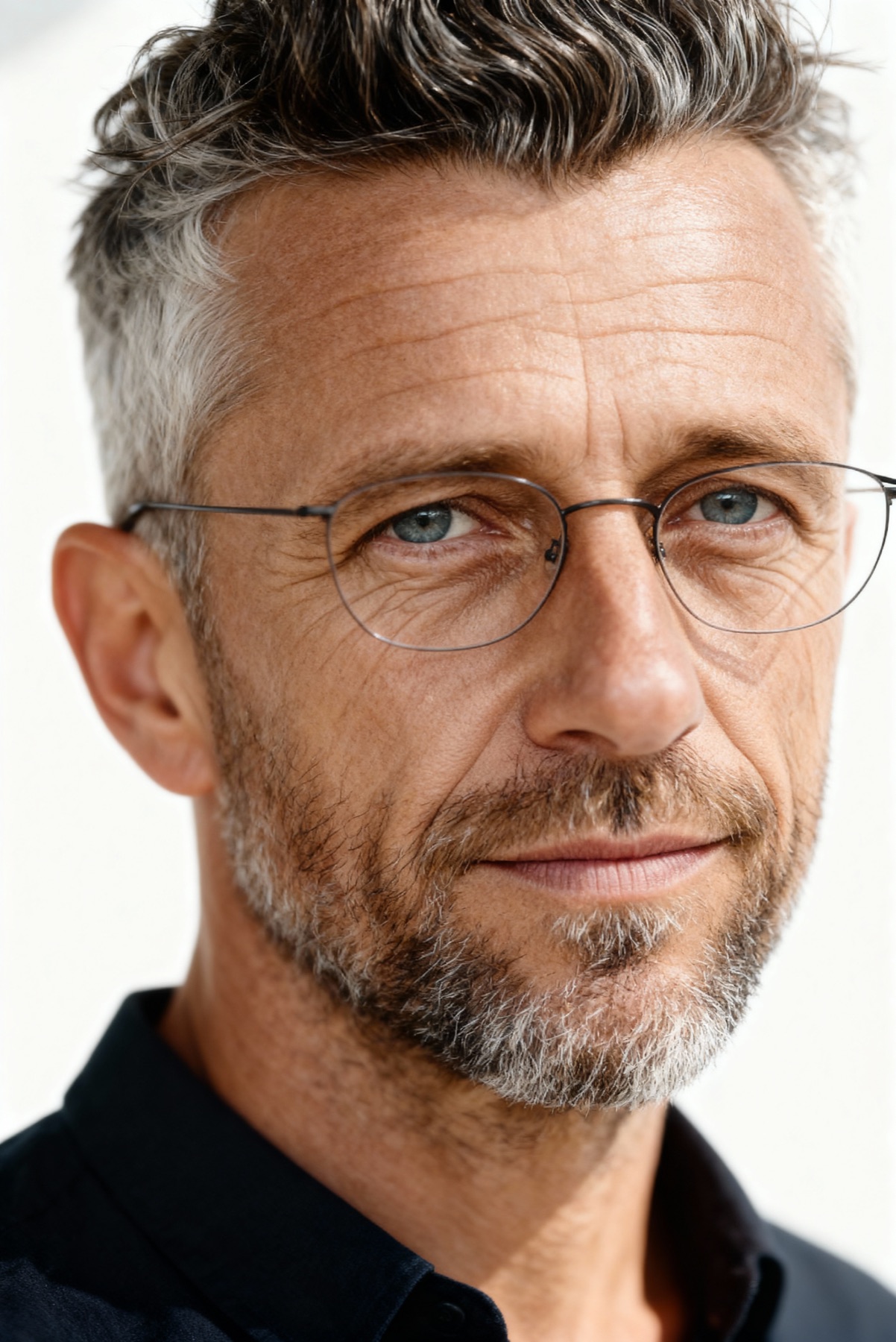 AI character study in a light studio setting