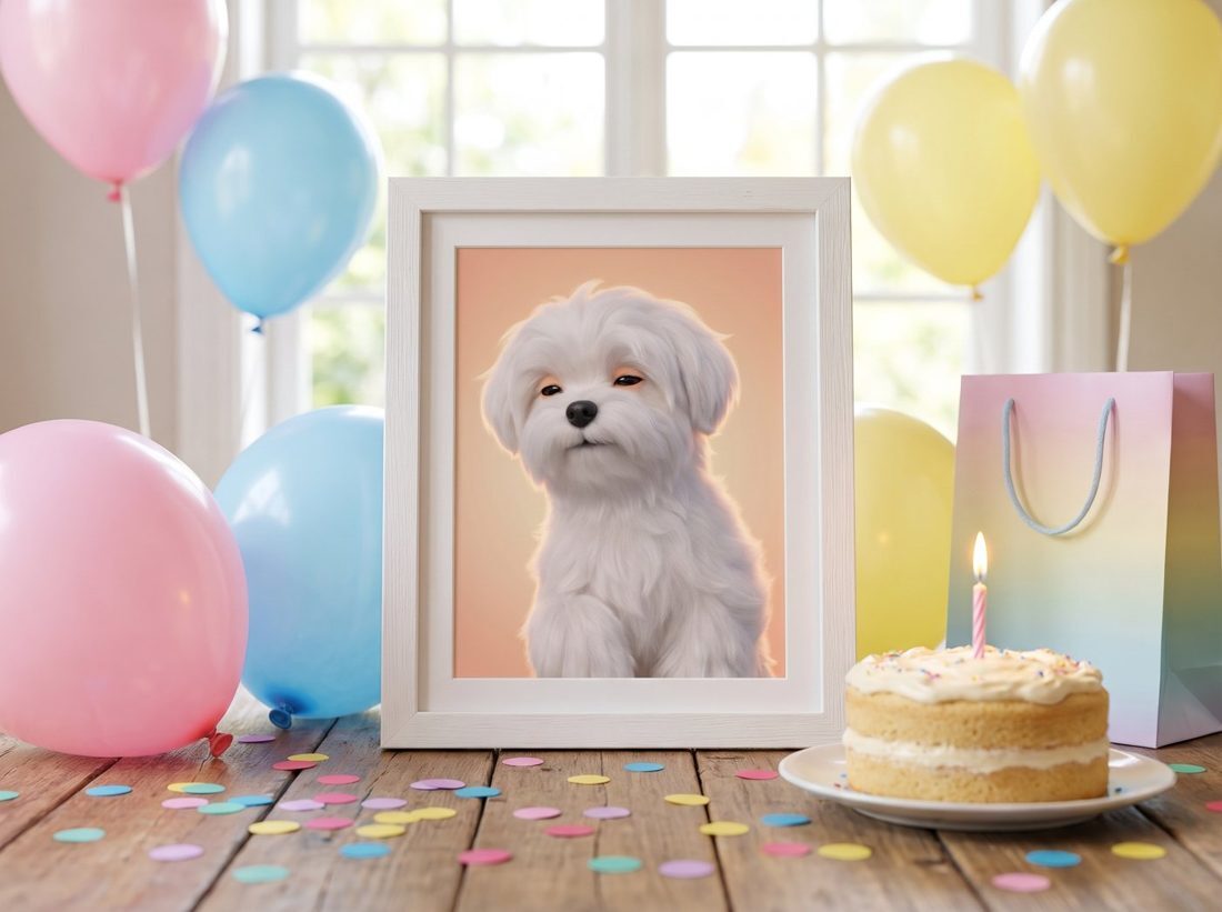 Pet portrait at a birthday party