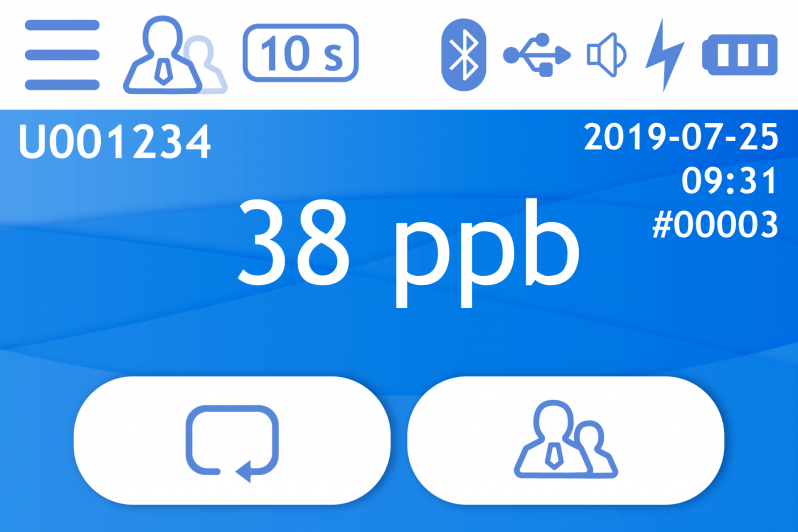 Пример экрана с результатом измерения FeNO