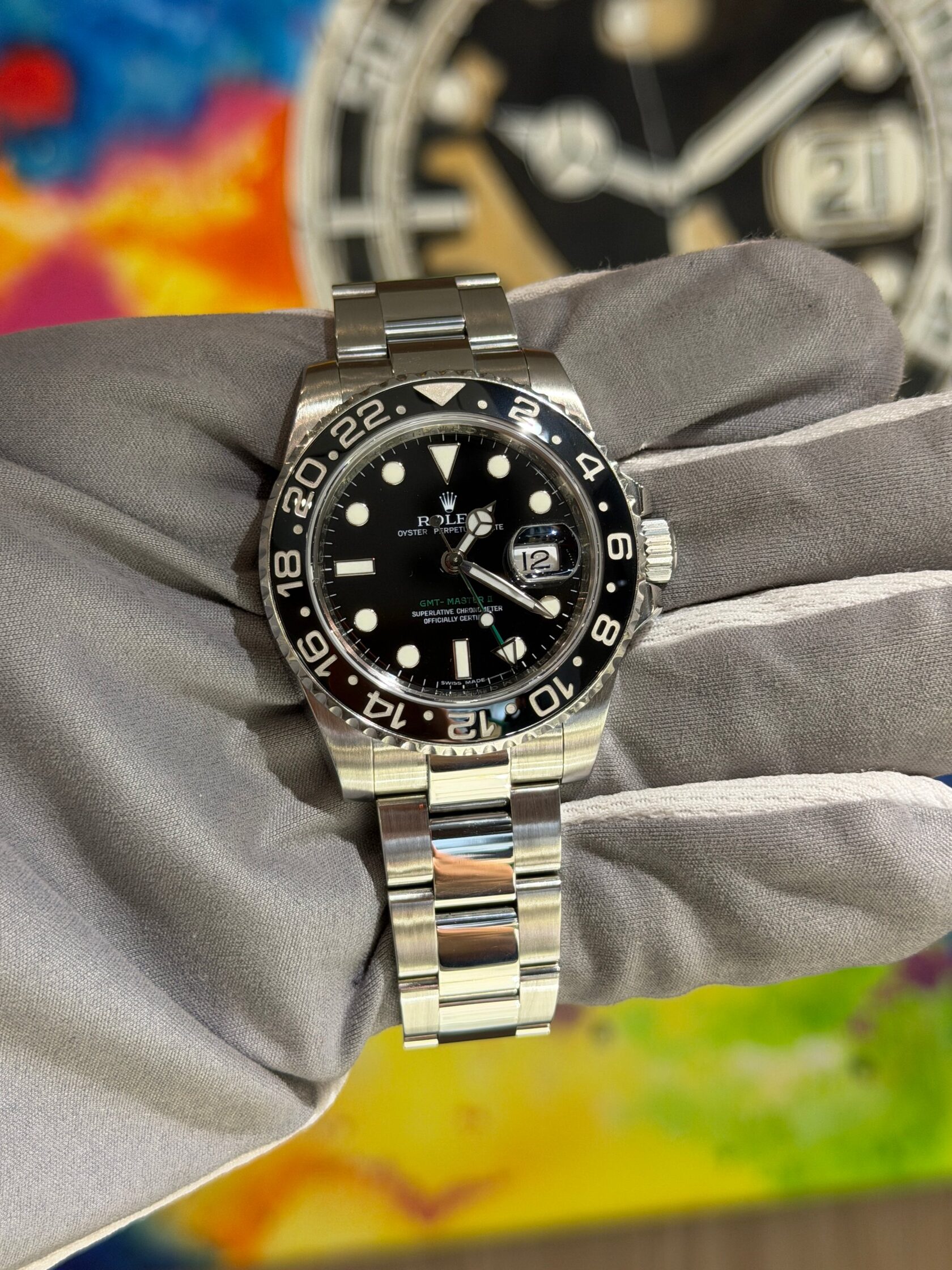 Rolex GMT-Master II in steel with black Cerachrom ceramic bezel – ChronoMarket Berlin