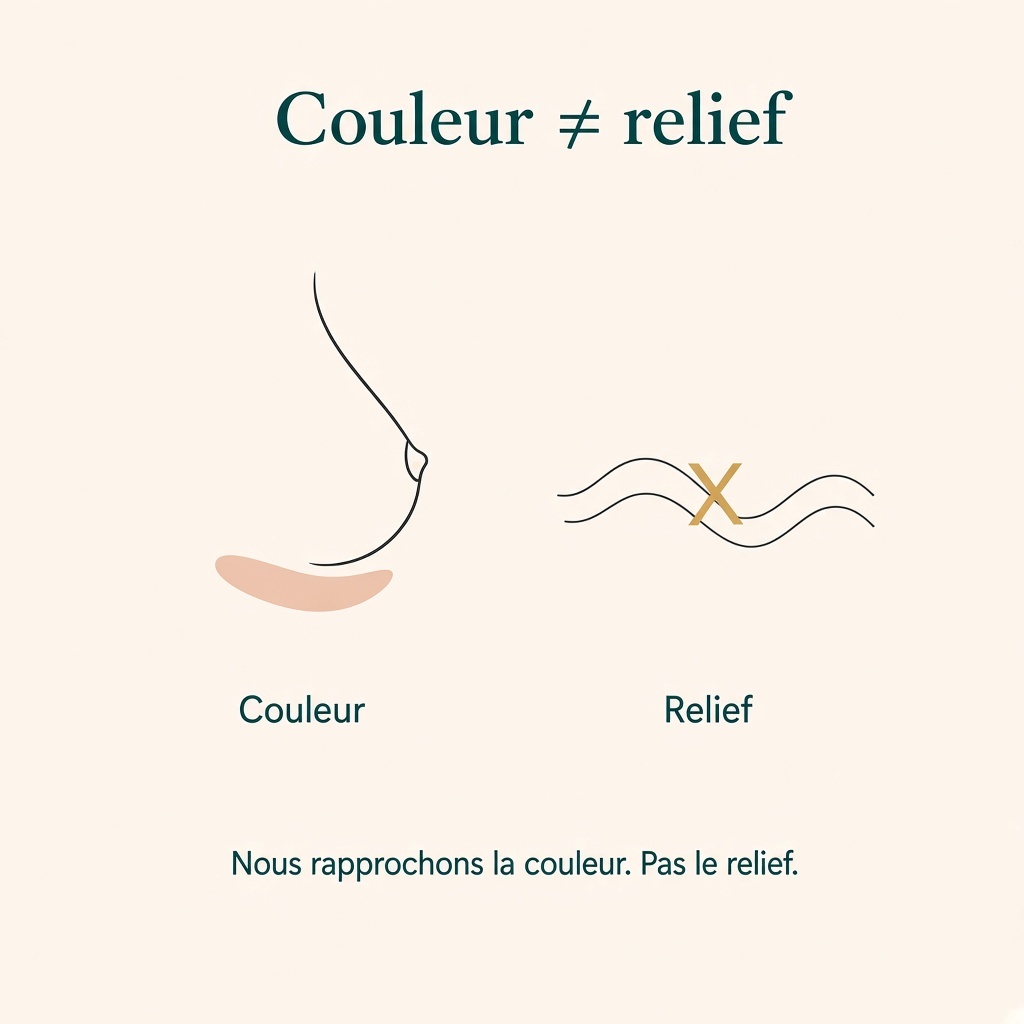Couleur versus relief : le pigment rapproche la teinte