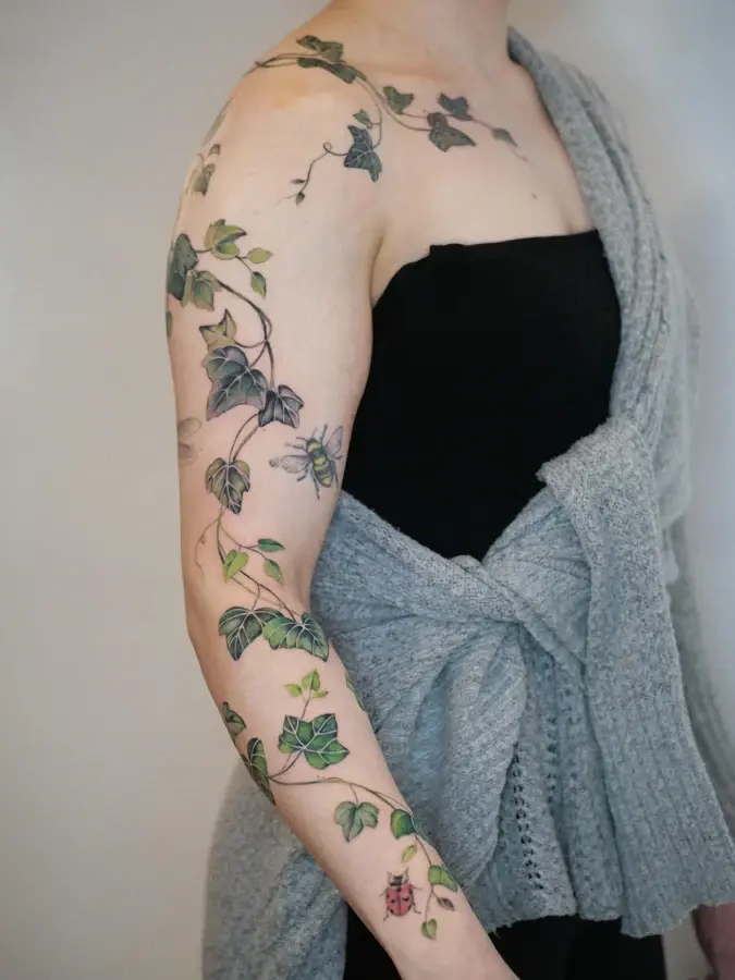 Ivy and branches along the arm