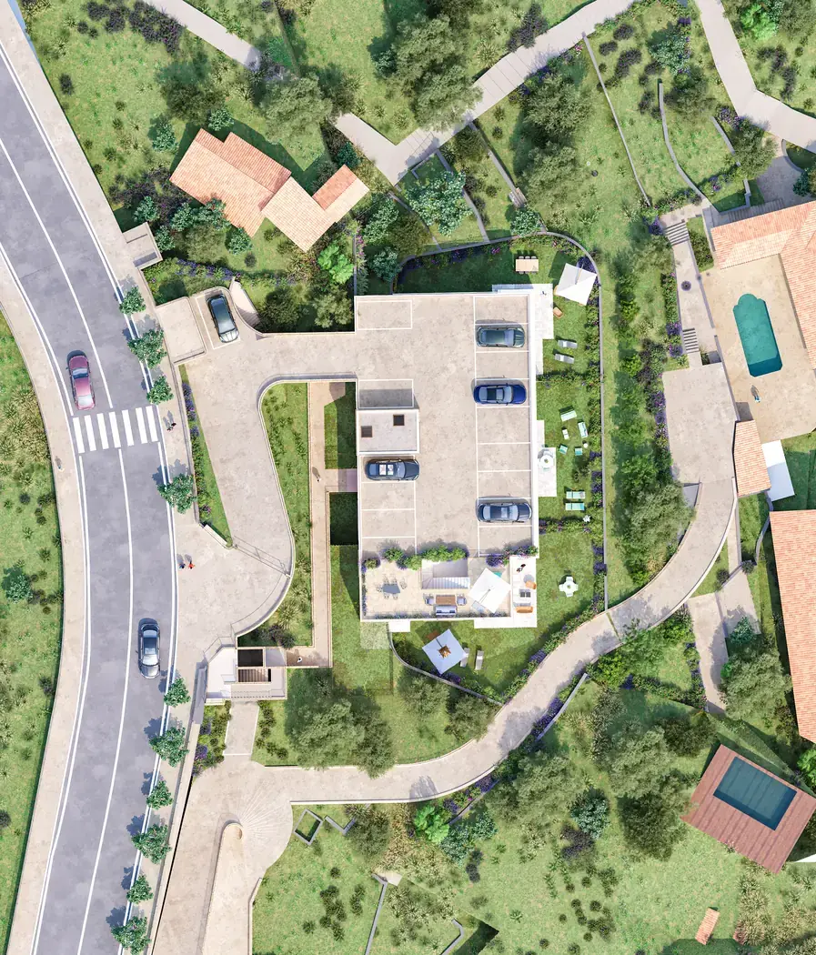 Outdoor areas of a new-build residence in Beausoleil