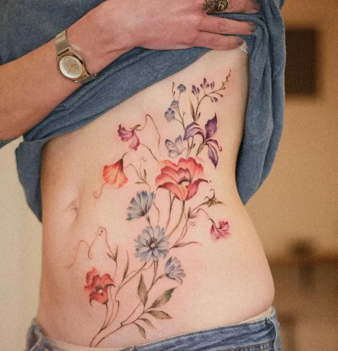 Colourful flowers on the side