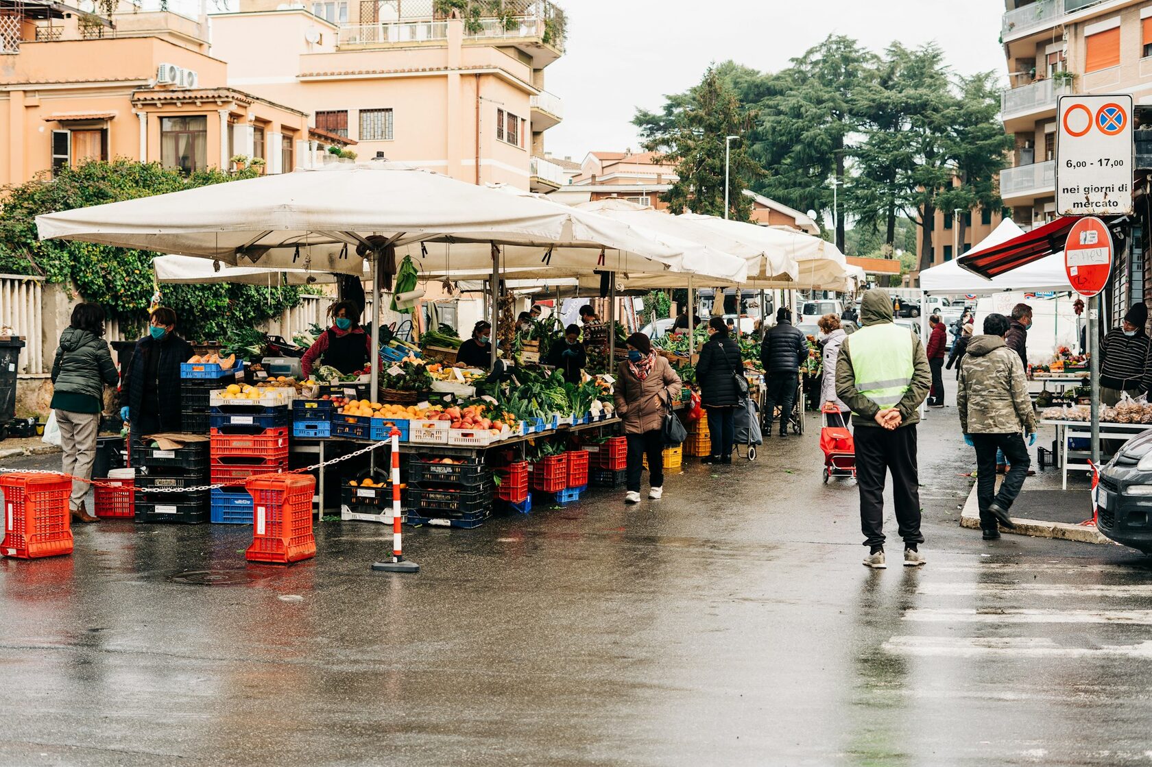 A market morning with fresh produce in Italy