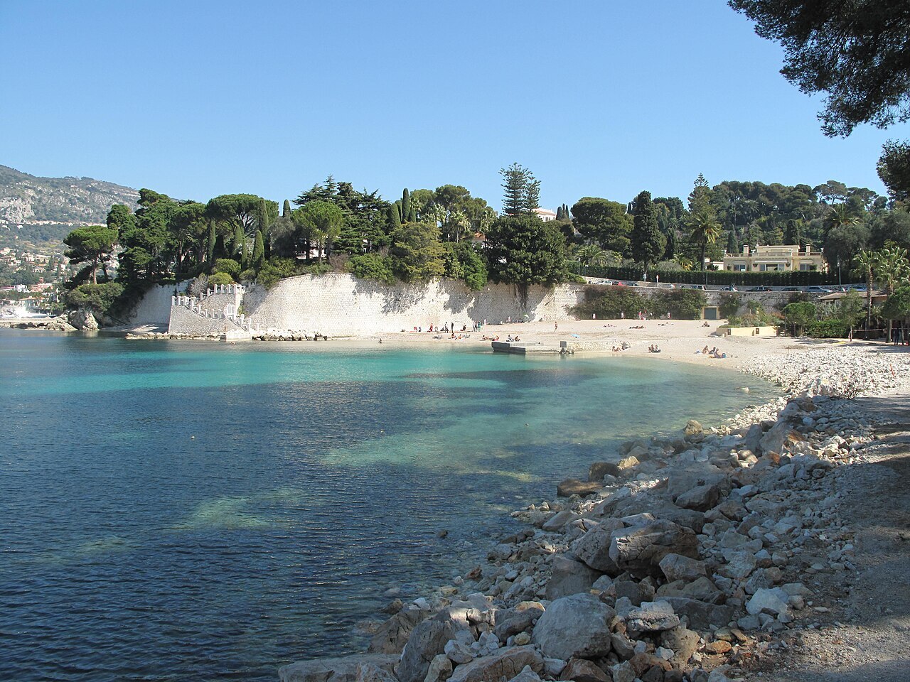 Passable beach on the west side of Saint-Jean-Cap-Ferrat facing the Bay of Villefranche