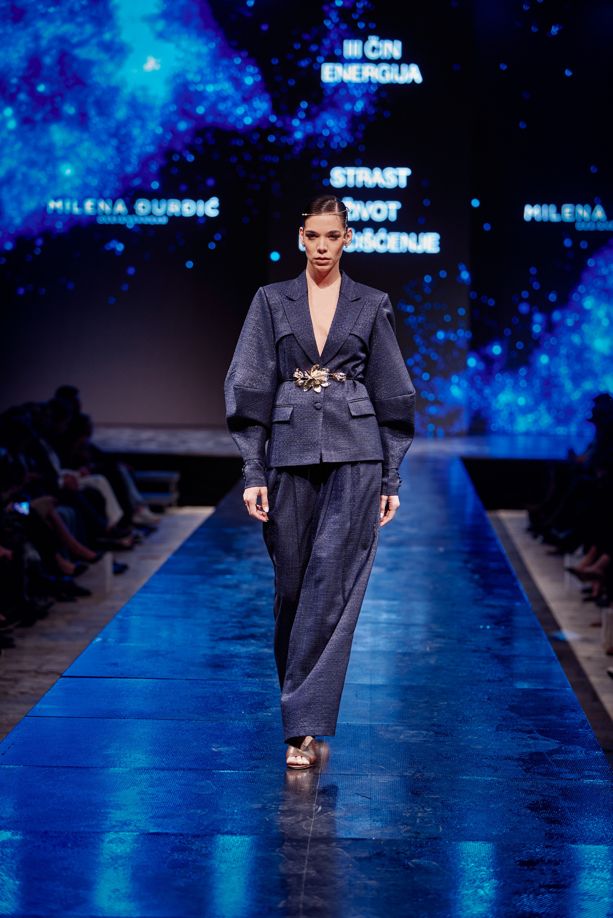 A black tailored runway look