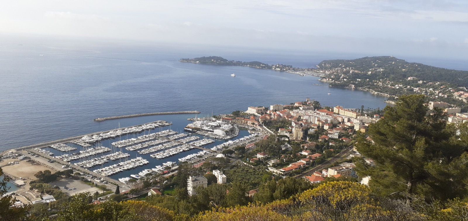 View over Beaulieu-sur-Mer, its harbour and the peninsula
