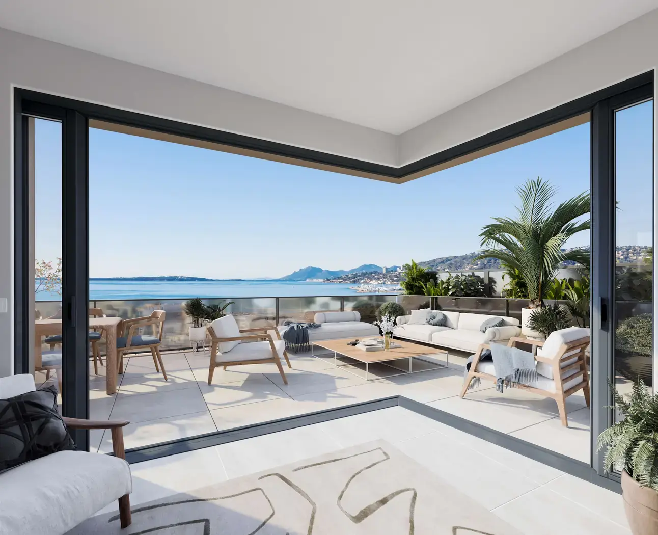 Contemporary interior of a new-build apartment in Juan-les-Pins