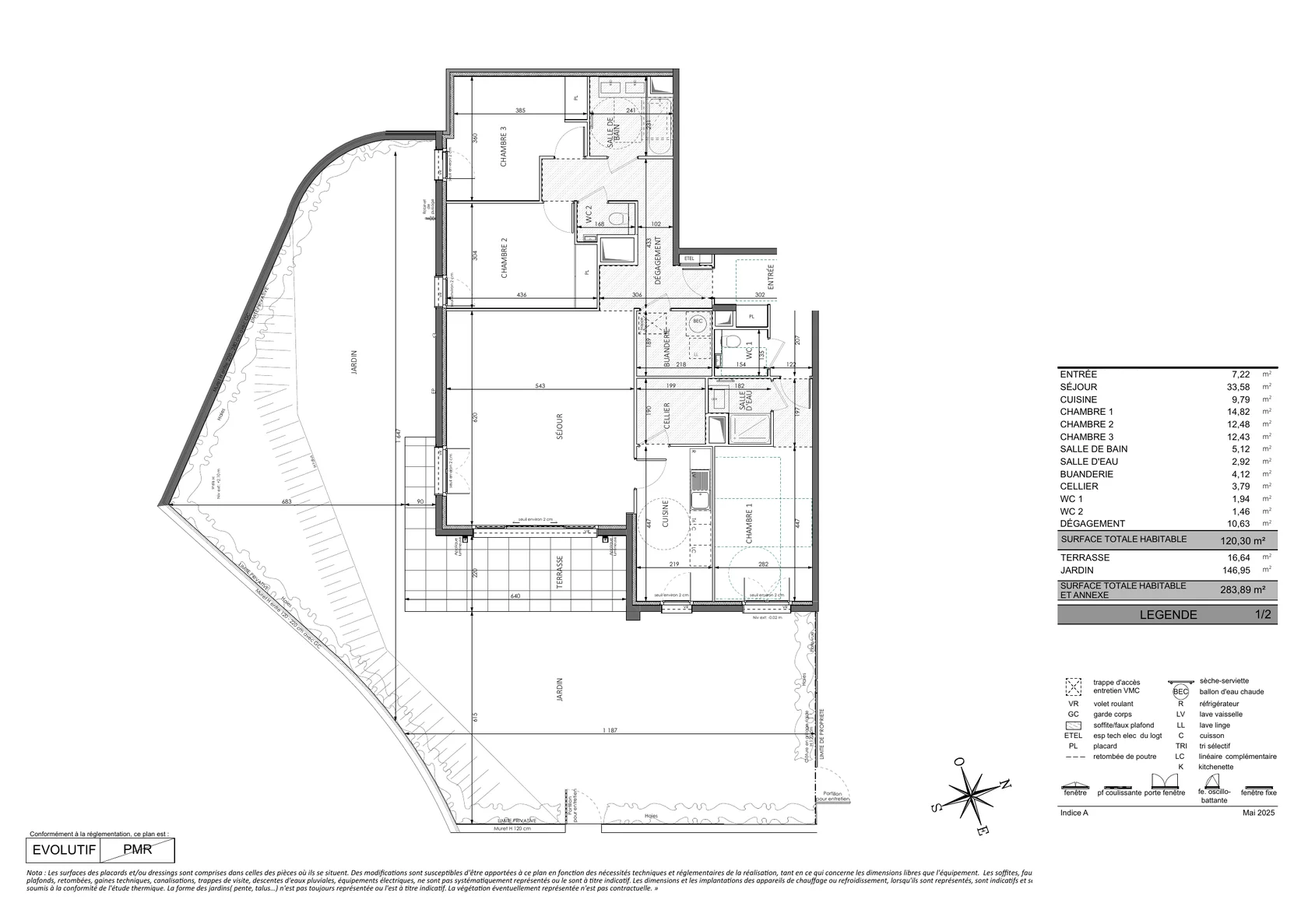 Floor plan of the 120.30 sq m new-build apartment in Beausoleil