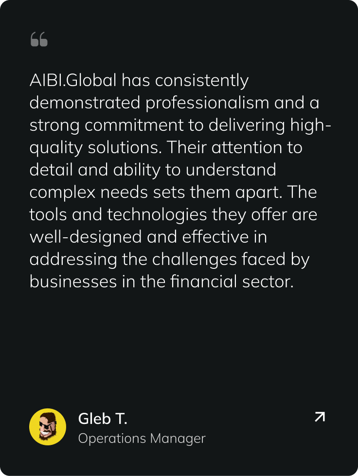 Client testimonial from Gleb T. about AIBI.Global.