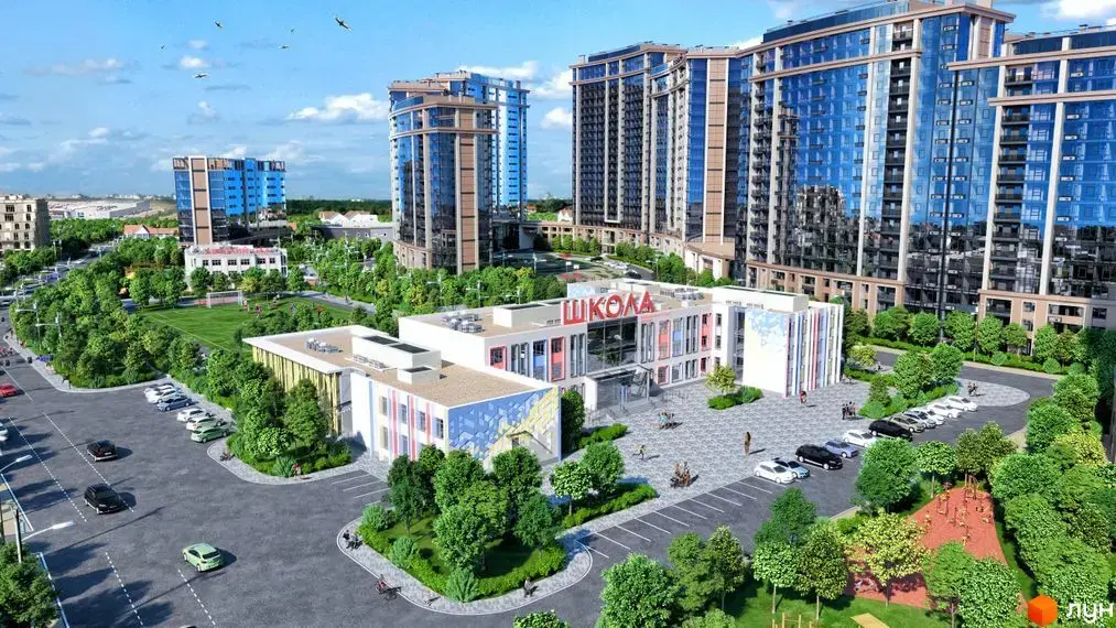 ЖК Авторський район Фонтанка — школа та територія комплексу