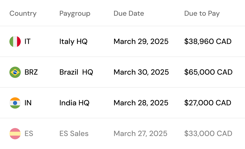 Consolidated multi-country payroll