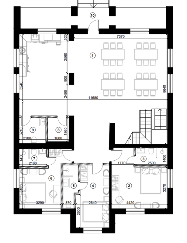 Pirmais stāvs plan of the Talsu šoseja 19 guesthouse