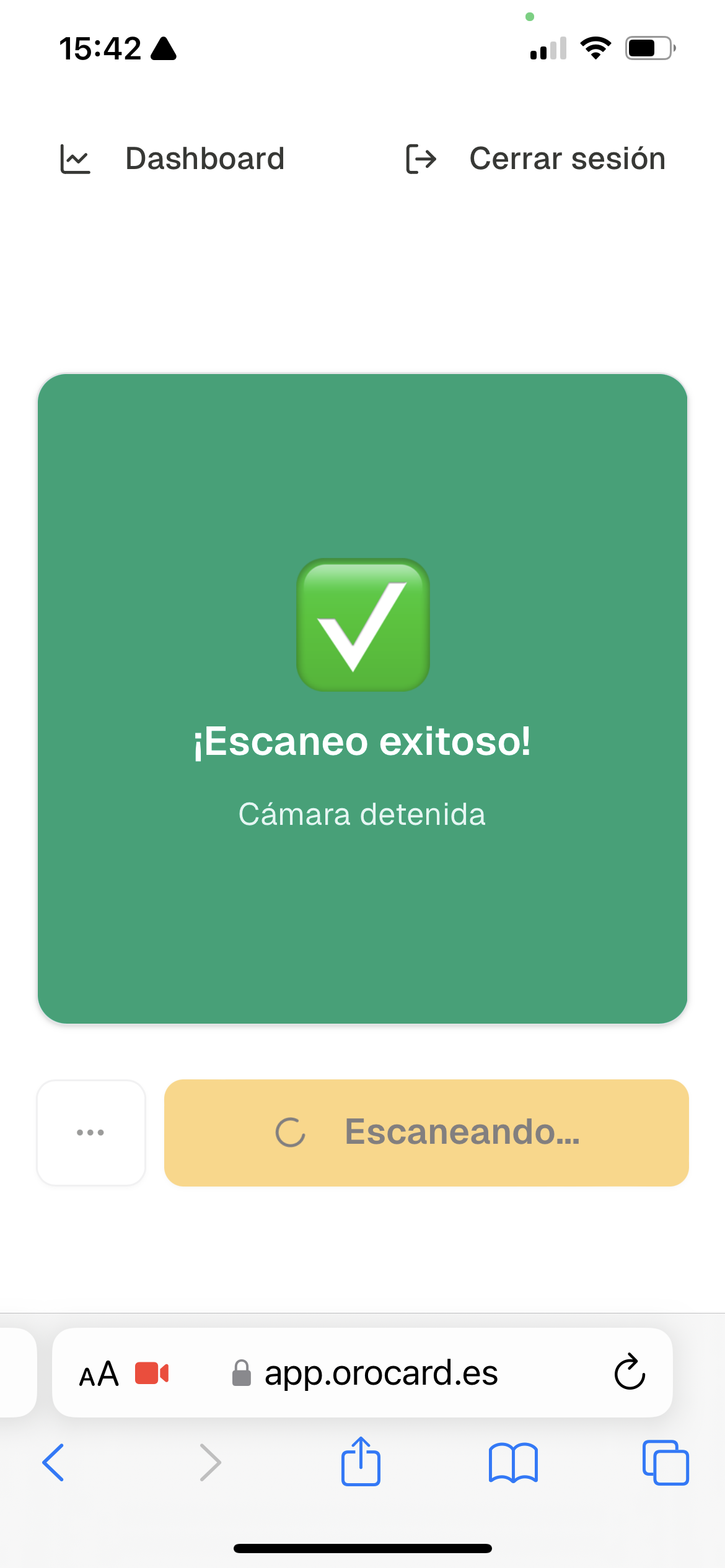 estado verde sobre la ventana de la cámara