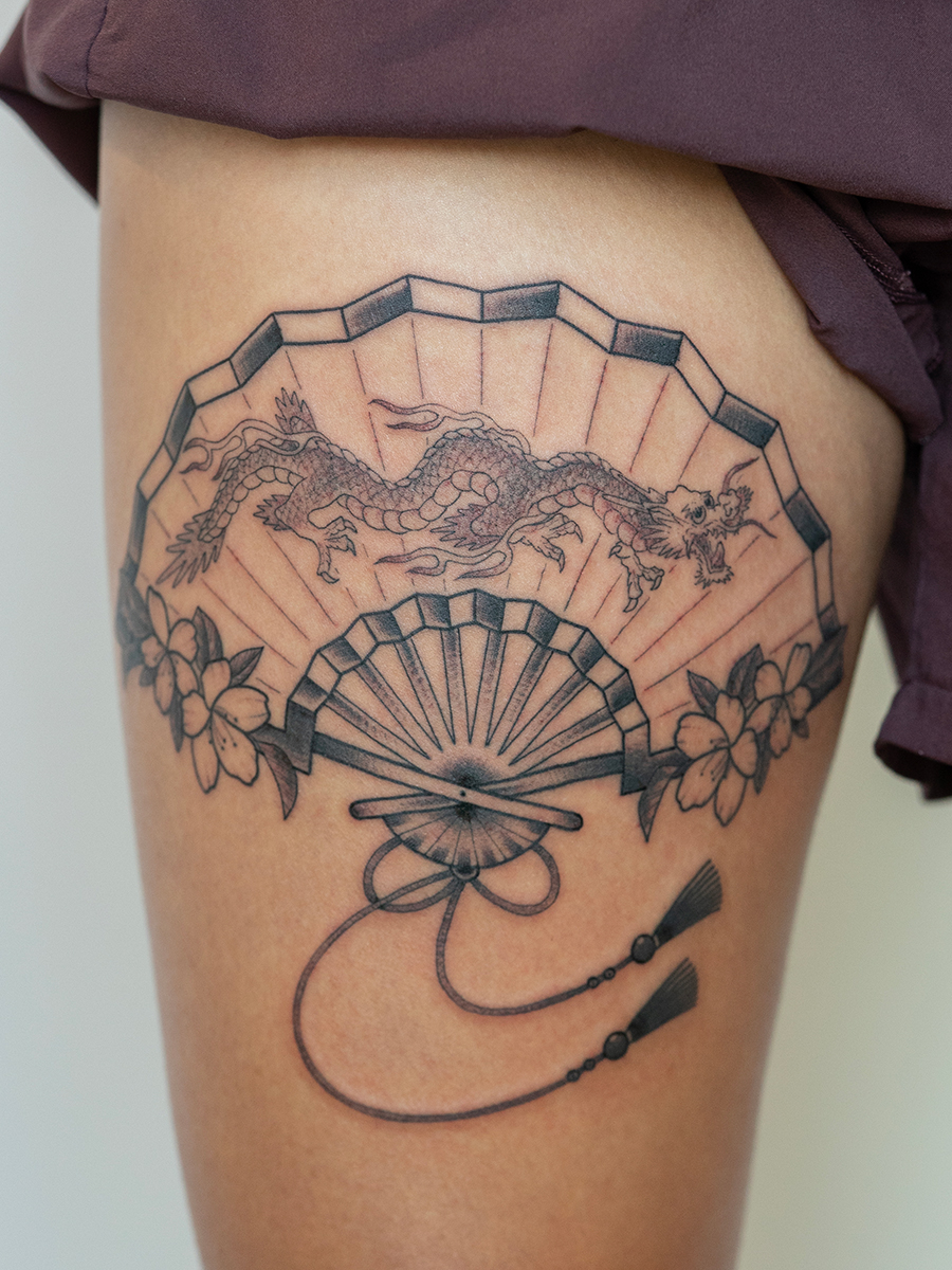 tattoo flowers in Fine Line style