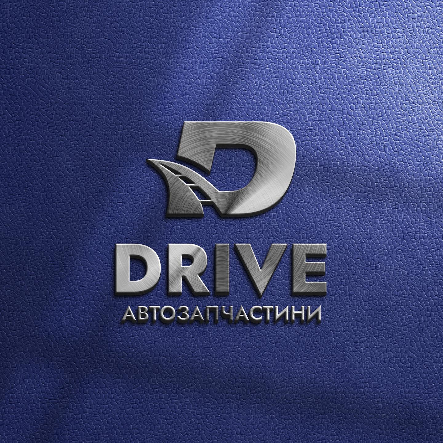 Логотип магазину автозапчастин DRIVE на синій шкірі