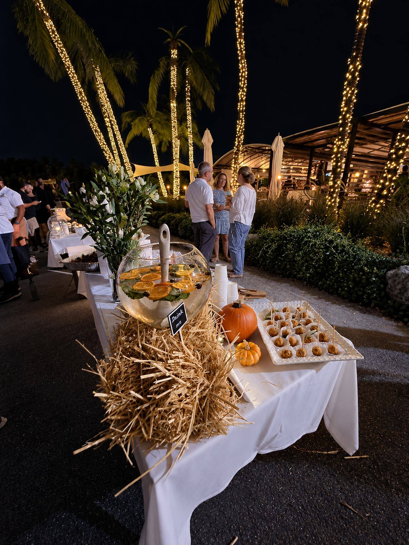 Tasting table with pumpkins and canapés at the March of Dimes Signature Chefs gala in Miami