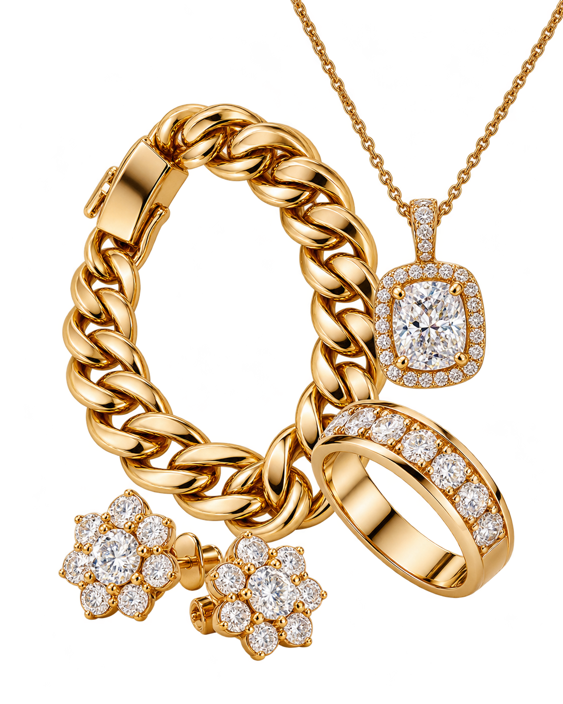 Gold jewelry weighed during a professional resale value evaluation