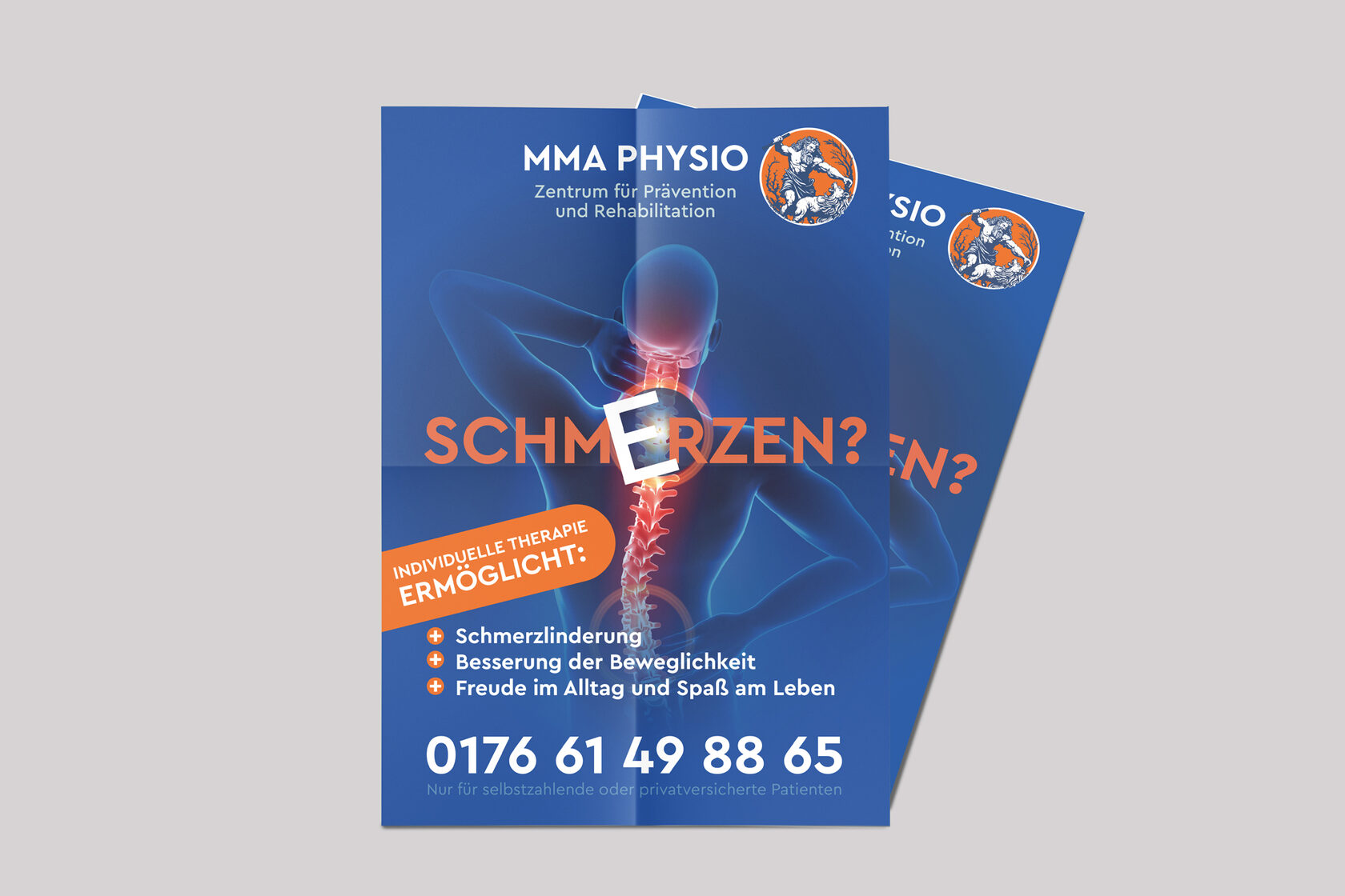 Werbematerialien für das Physiotherapiezentrum MMA Physio